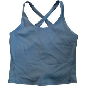 Spanx Blue Strappy Back Longline Sports Bra Tank Medium Support M